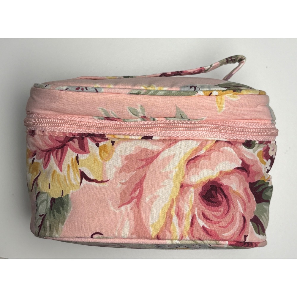 Vintage Ralph Lauren Cosmetic Bag Small Pink Floral Toiletry Case Vanity